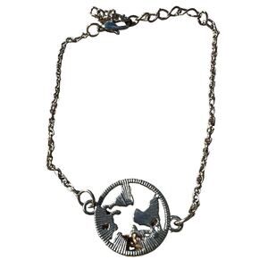 Map of the World Silver Chain Adjustable Bracelet Pre-Loved
